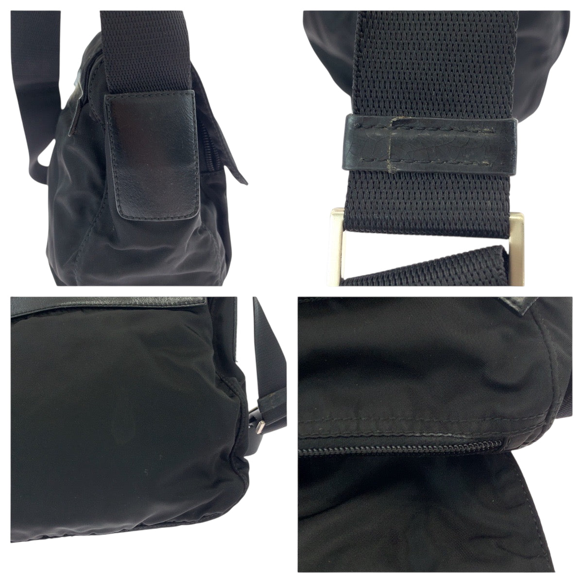 Prada Shoulder Bag Bt8994 Nylon Black Silvermetal Shoulder Bag Pochette Test Triangle With Logo Mens