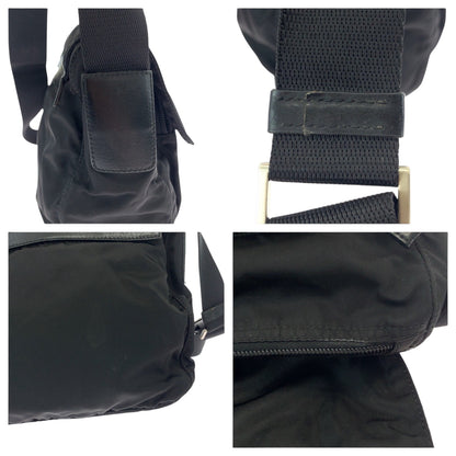 Prada Shoulder Bag Bt8994 Nylon Black Silvermetal Shoulder Bag Pochette Test Triangle With Logo Mens