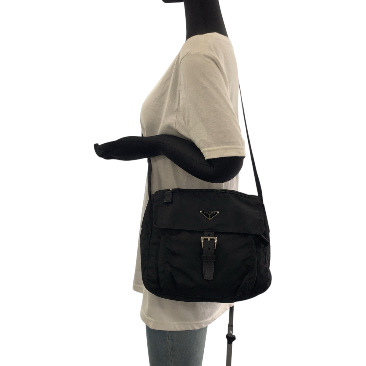 Prada Shoulder Bag Bt8994 Nylon Black Silvermetal Shoulder Bag Pochette Test Triangle With Logo Mens