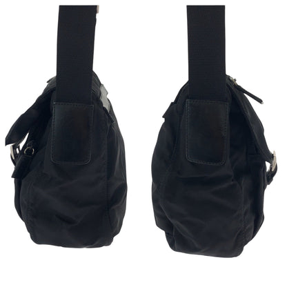 Prada Shoulder Bag Bt8994 Nylon Black Silvermetal Shoulder Bag Pochette Test Triangle With Logo Mens