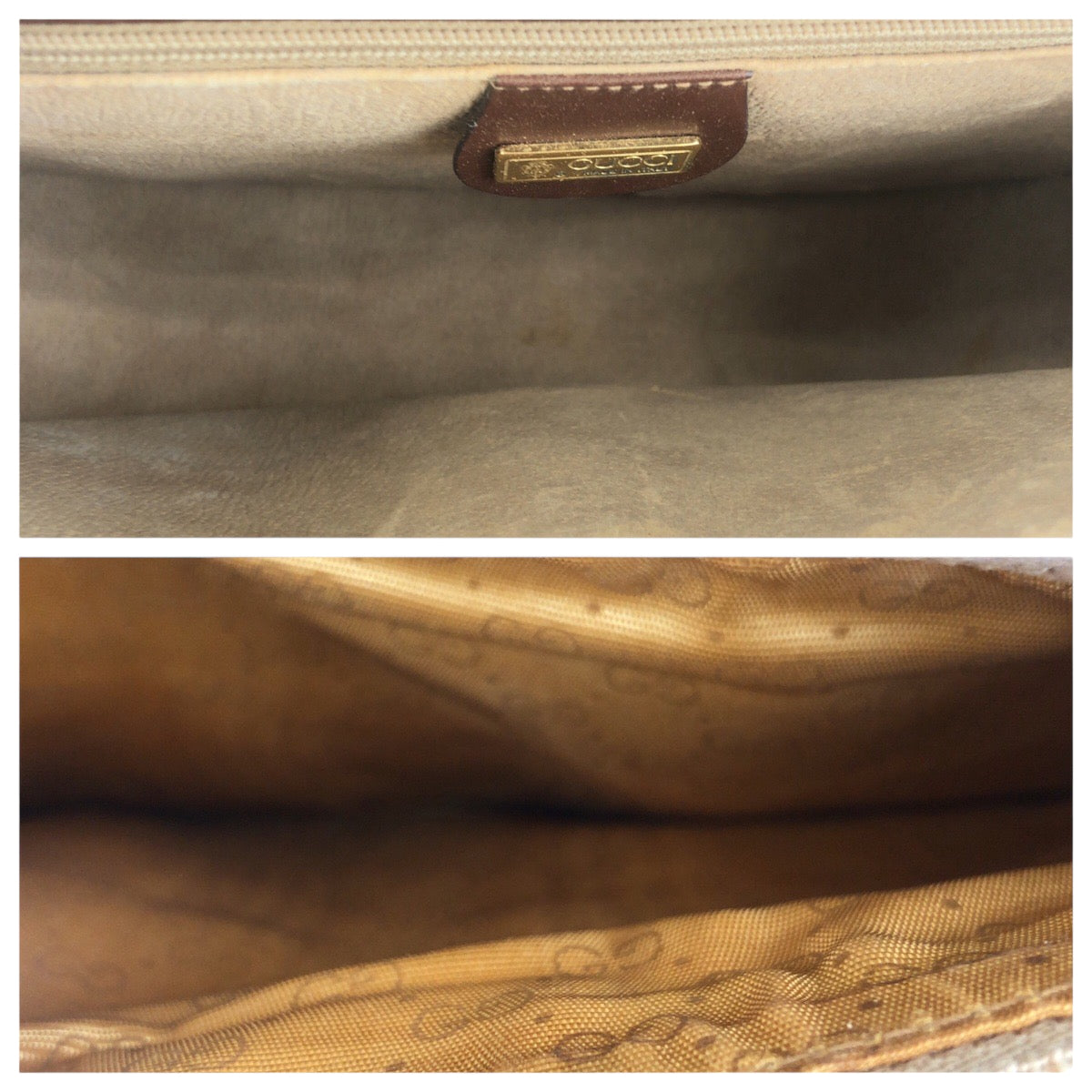Gucci Shoulder Bag 001 103 0551 Leather Brown Gold Metal Old Gucci Shelly Line