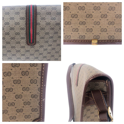 Gucci Shoulder Bag 001 103 0551 Leather Brown Gold Metal Old Gucci Shelly Line