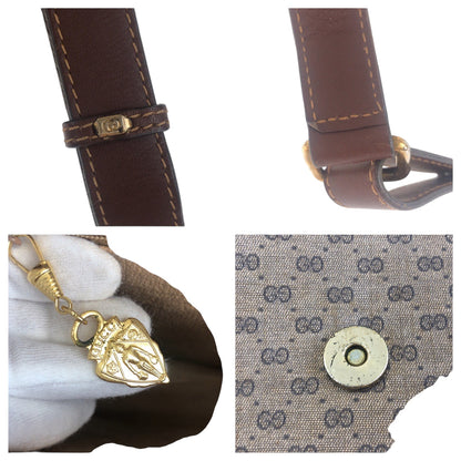 Gucci Shoulder Bag 001 103 0551 Leather Brown Gold Metal Old Gucci Shelly Line
