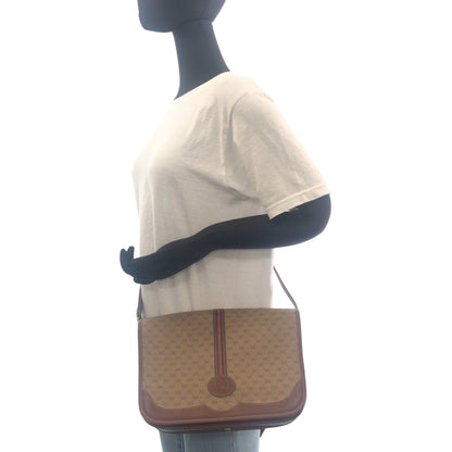 Gucci Shoulder Bag 001 103 0551 Leather Brown Gold Metal Old Gucci Shelly Line