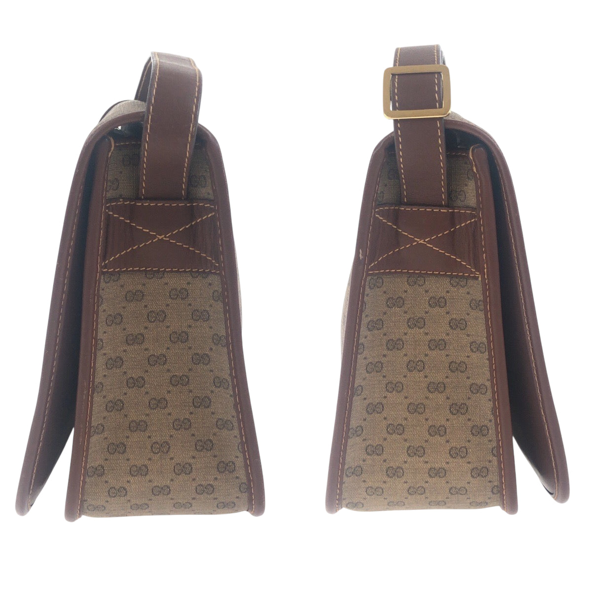 Gucci Shoulder Bag 001 103 0551 Leather Brown Gold Metal Old Gucci Shelly Line