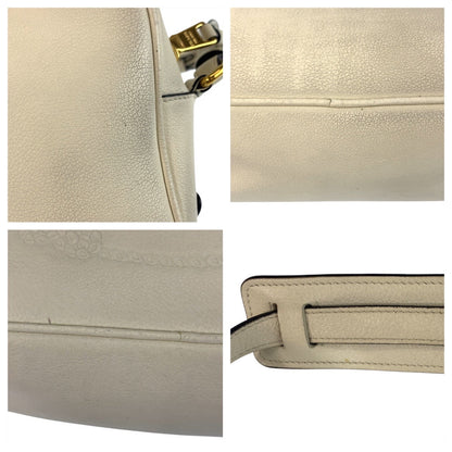 Prada Shoulder Bag Leather White Goldmetal Logo Embossed