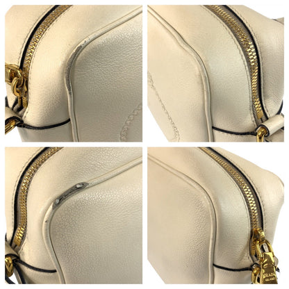 Prada Shoulder Bag Leather White Goldmetal Logo Embossed