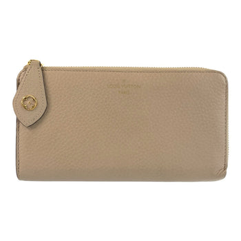 Louis Vuitton Long Wallet Purse M63104 Leather Greige Gold Metal Long Wallet Purse Portefeuille