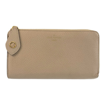 Louis Vuitton Long Wallet Purse M63104 Leather Greige Gold Metal Long Wallet Purse Portefeuille