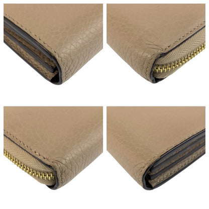 Louis Vuitton Long Wallet Purse M63104 Leather Greige Gold Metal Long Wallet Purse Portefeuille