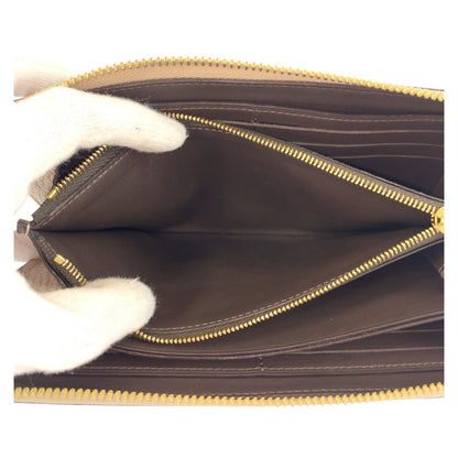 Louis Vuitton Long Wallet Purse M63104 Leather Greige Gold Metal Long Wallet Purse Portefeuille