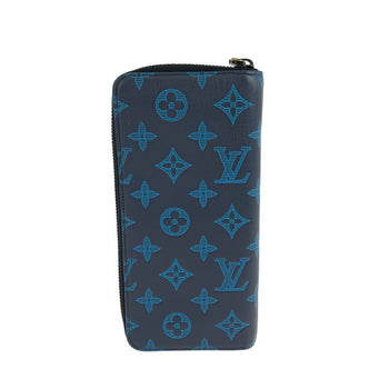 Louis Vuitton Long Wallet Purse M80423 Calfskin Navy Blue Black Metal Long Wallet Purse Zip Around