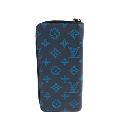 Louis Vuitton Long Wallet Purse M80423 Calfskin Navy Blue Black Metal Long Wallet Purse Zip Around