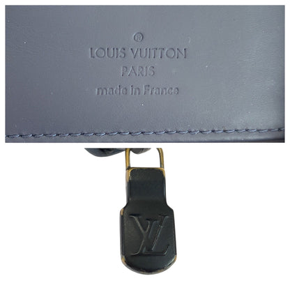 Louis Vuitton Long Wallet Purse M80423 Calfskin Navy Blue Black Metal Long Wallet Purse Zip Around