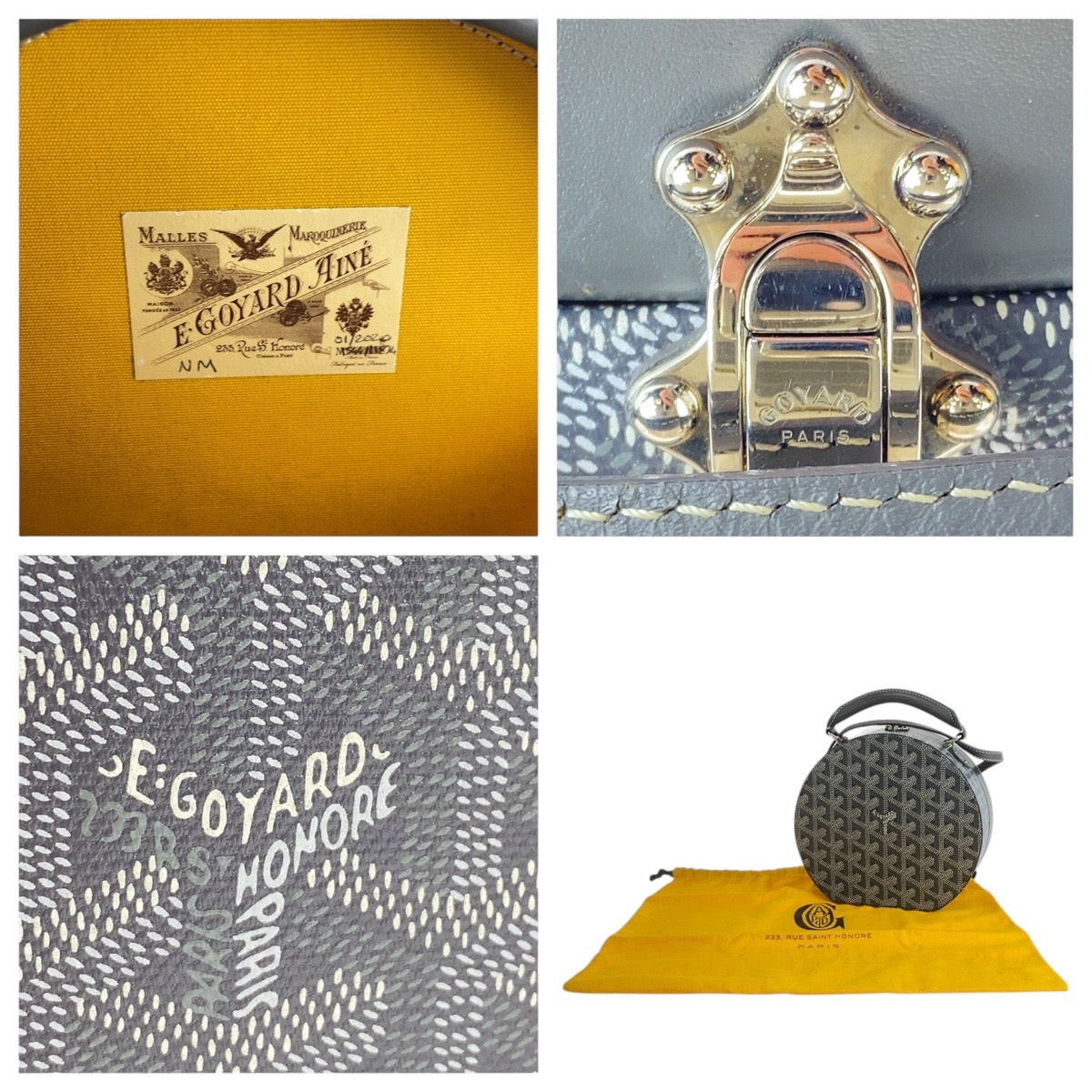 Goyard Shoulder Bag Pvc, Leather Gray Shoulder Bag Handbag 2Way Herringbone Hat Box Alto Trunk Bag