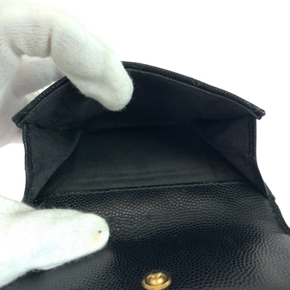 Chanel Tri-Fold Wallet Caviar Skin Black Goldmetal Folding Wallet Compact Wallet Boy Chanel Small