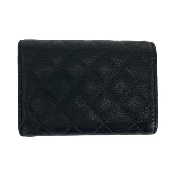 Chanel Tri-Fold Wallet Caviar Skin Black Goldmetal Folding Wallet Compact Wallet Boy Chanel Small