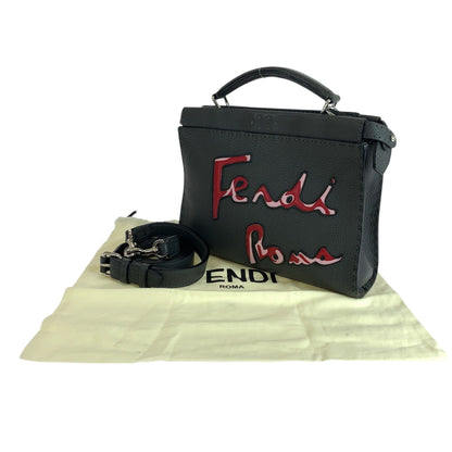 Fendi Shoulder Bag 7Va422 Leather Grey Silvermetal Peekaboo Mini Fit Logo