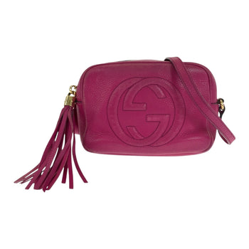 Gucci Shoulder Bag 308364 Leather Purple Gold Metal Soho