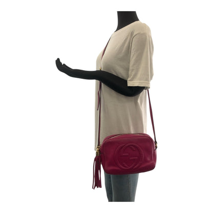 Gucci Shoulder Bag 308364 Leather Purple Gold Metal Soho