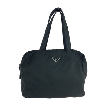 Prada Handbag Nylon Black Silvermetal Test Triangle With Logo