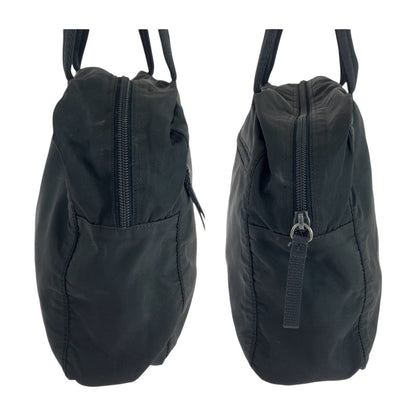 Prada Handbag Nylon Black Silvermetal Test Triangle With Logo