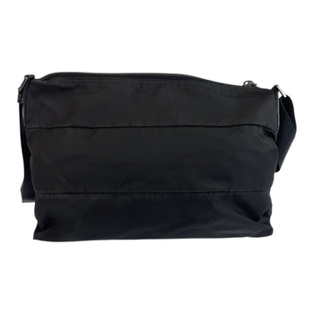 Prada Shoulder Bag Nylon Black Silver Metal Test Triangle With Logo