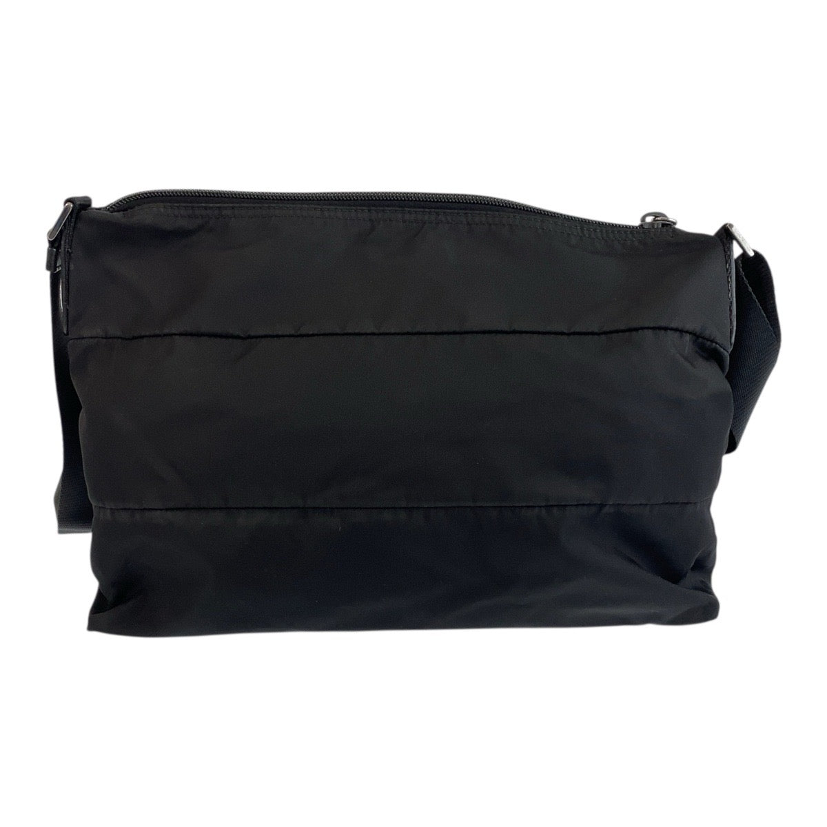 Prada Shoulder Bag Nylon Black Silver Metal Test Triangle With Logo