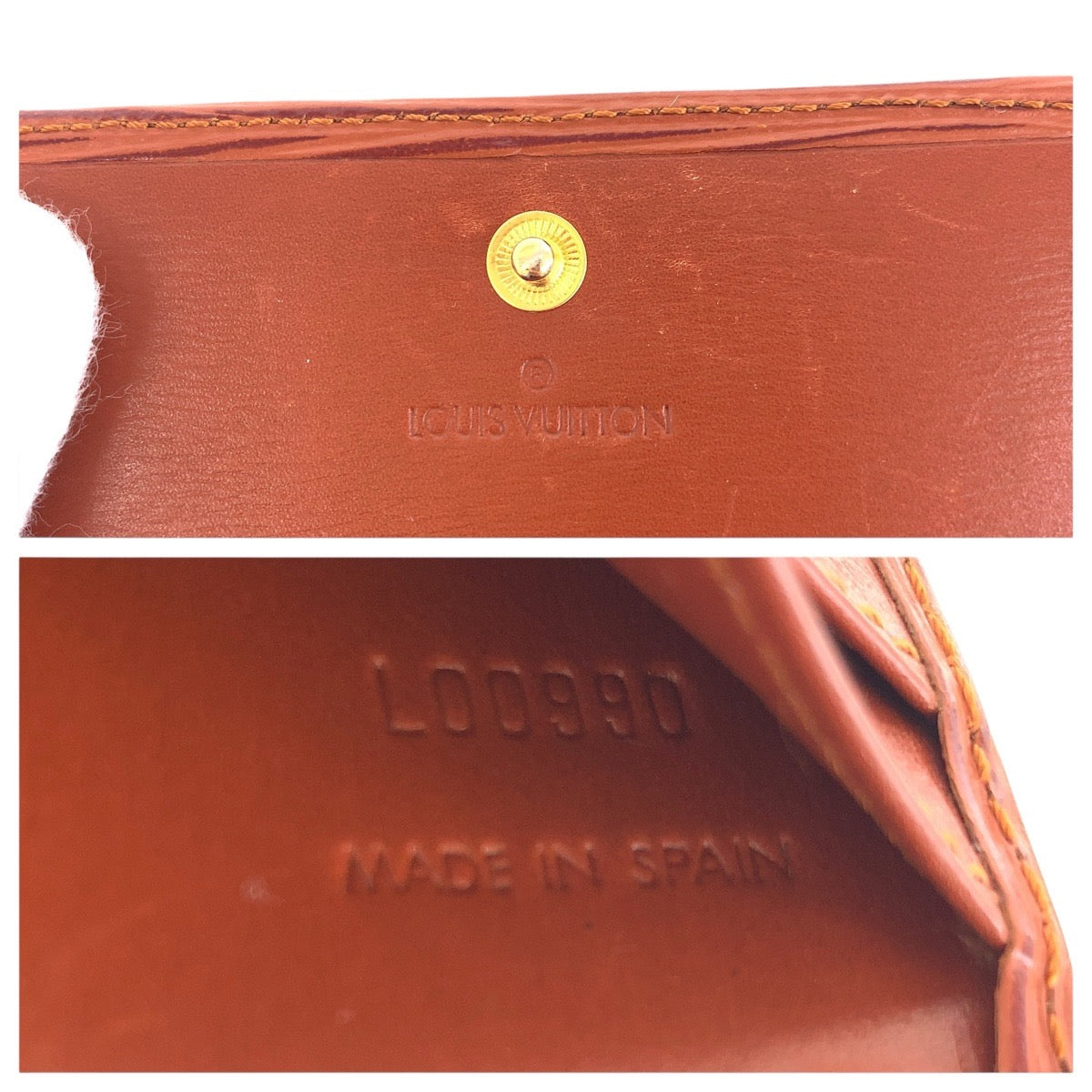 Louis Vuitton Tri-Fold Wallet M63483 Leather Kenya Brown Brown Gold Metal Folding Wallet Compact