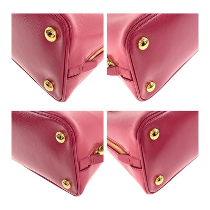 Prada Shoulder Bag Bl0838 Leather Pink Gold Metal Safiano Triangle With Logo