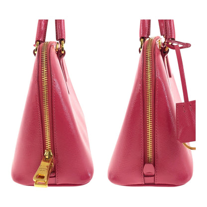 Prada Shoulder Bag Bl0838 Leather Pink Gold Metal Safiano Triangle With Logo