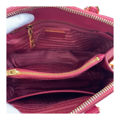 Prada Shoulder Bag Bl0838 Leather Pink Gold Metal Safiano Triangle With Logo