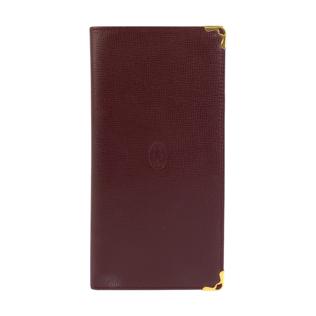 Cartier Long Wallet Purse Leather Bordeaux Gold Metal Must Line