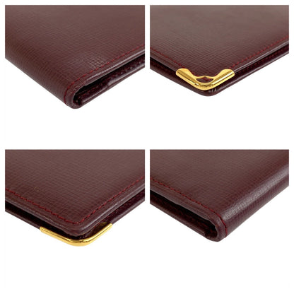 Cartier Long Wallet Purse Leather Bordeaux Gold Metal Must Line