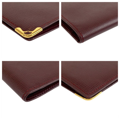 Cartier Long Wallet Purse Leather Bordeaux Gold Metal Must Line