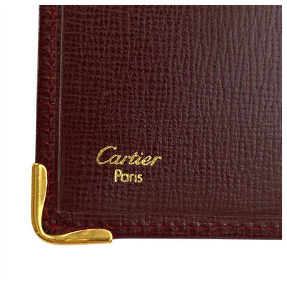 Cartier Long Wallet Purse Leather Bordeaux Gold Metal Must Line