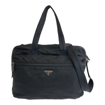 Prada Business Bag Nylon Black Silvermetal Test Triangle With Logo