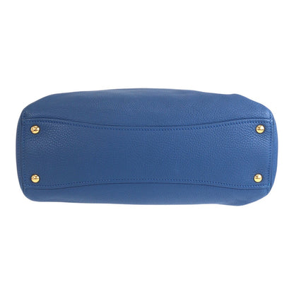 Miumiu Tote Bag Leather Blue Goldmetal Vittello Caribbean