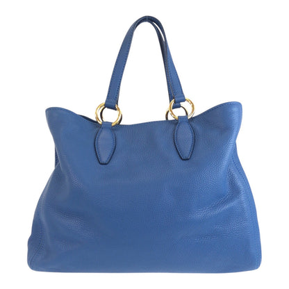 Miumiu Tote Bag Leather Blue Goldmetal Vittello Caribbean
