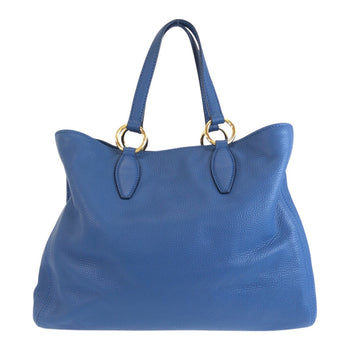 Miumiu Tote Bag Leather Blue Goldmetal Vittello Caribbean