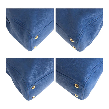 Miumiu Tote Bag Leather Blue Goldmetal Vittello Caribbean