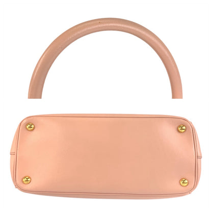 Prada Handbag Leather Pink Gold Metal Handbag Tote Bag Shoulder Bag 2Way Safiano Galleria
