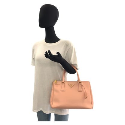Prada Handbag Leather Pink Gold Metal Handbag Tote Bag Shoulder Bag 2Way Safiano Galleria