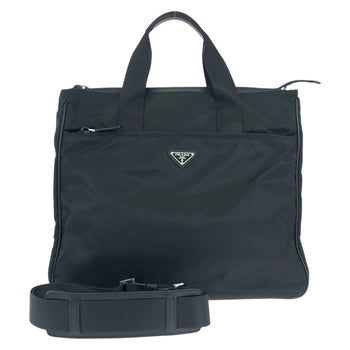 Prada Business Bag Nylon Black Silvermetal Testo Saffiano
