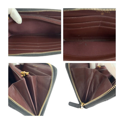 Chanel Long Wallet Purse Caviar Skin Black Goldmetal Matrasse Coco Mark