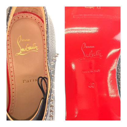 Christian Louboutin Dress Shoes Leather Metallic Brown Silvermetal Eaton Studs 40