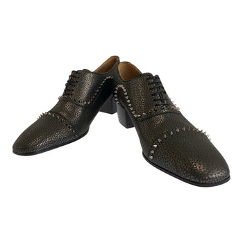 Christian Louboutin Dress Shoes Leather Metallic Brown Silvermetal Eaton Studs 40