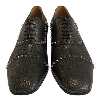 Christian Louboutin Dress Shoes Leather Metallic Brown Silvermetal Eaton Studs 40