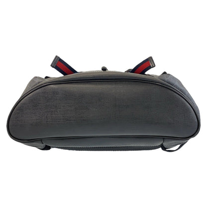 Gucci Backpack 495563 Gg Supreme Canvas Black Silver Metal Sherry Line