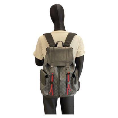 Gucci Backpack 495563 Gg Supreme Canvas Black Silver Metal Sherry Line